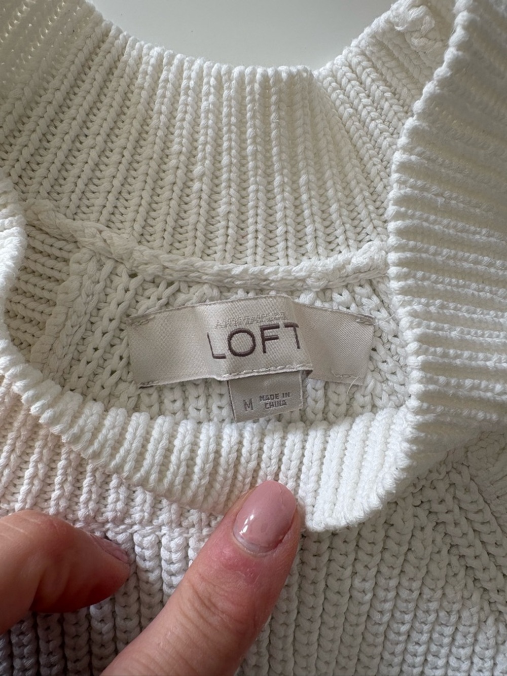 LOFT Ivory Ribbed Halter Tank Top Size M - Picture 6 of 7